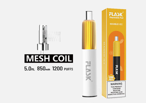 Leakproof Peach Mango Flavored Vaporizer Pen 1200 Puffs Disposable Electronic Cigar