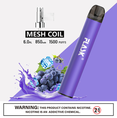 RGBvape SS304 Ecig 1500 puff disposable vape Devices With Mesh Coil