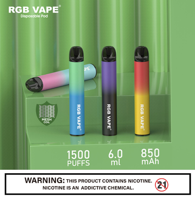 RGB Mesh Coil 6ml Disposable Vape Pod Device 850mah Healthy E Cig